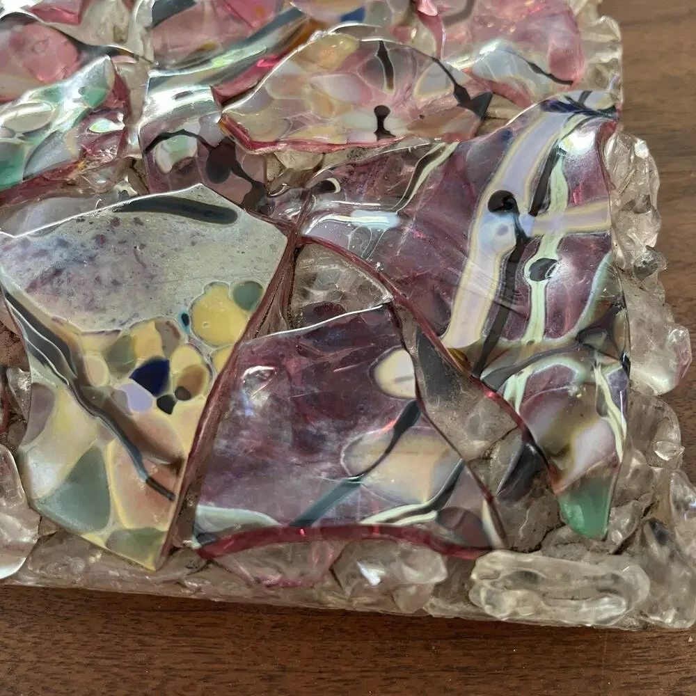 Murano Glass Shards Art Piece Paperweight Trivet Display 7.5